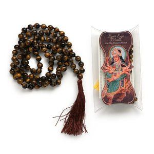 Ma Durga Tiger Eye 108 Prayer Crystal Beads Mala Meditation Spirituality Yoga